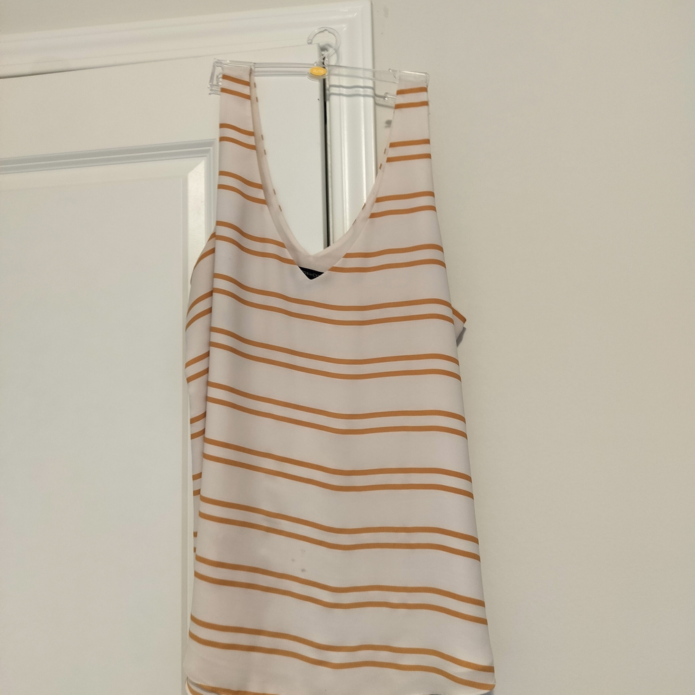 RW&CO. White and Orange Striped Tank Top